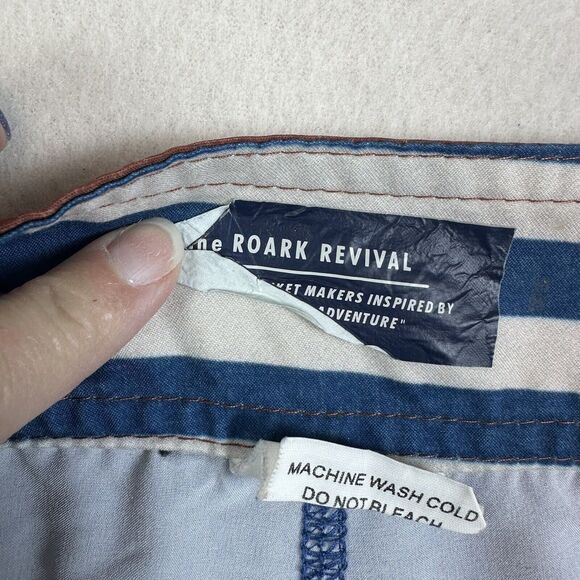 Roark Revival Shorts Mens 32 Blue Cargo Board Shorts Swim Stretch Drawstring - Picture 11 of 13